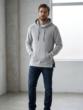 Light Gray Hooded Pullover Sweatshirt with Side Zippers